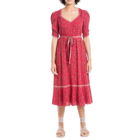 MAX STUDIO | Beautiful Red Floral Boho Tiered Dress size Small - Picture 12 of 12